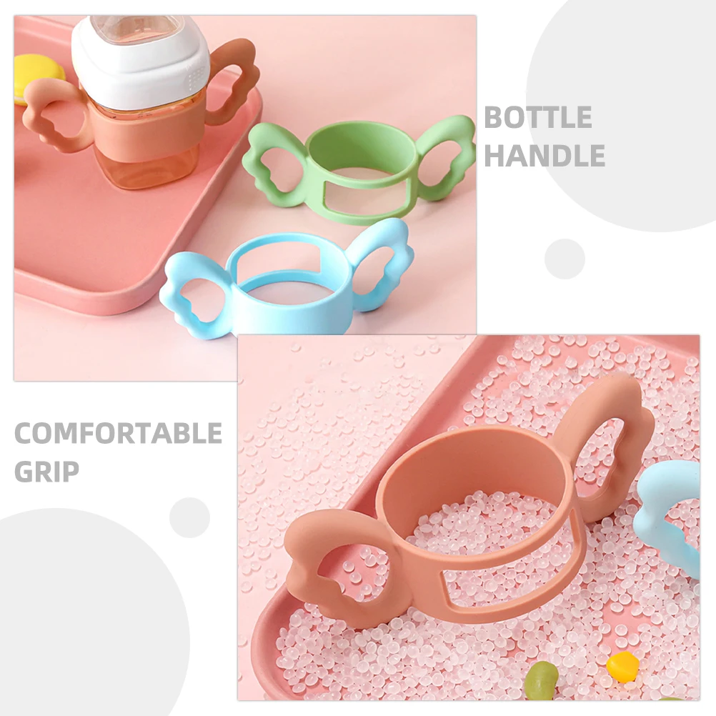 

4 шт., силиконовые ручки для детских бутылочек, эргономичная ручка, ручка для бутылочек для самостоятельного кормления, легко чистящиеся, разноцветные, с двойными ручками, безопасные