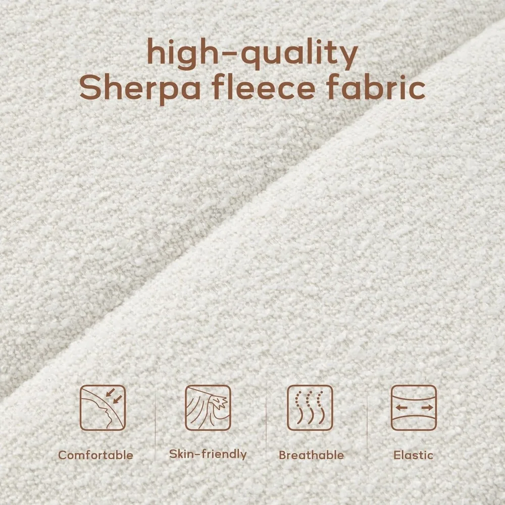 مقعد غرفة نوم من قماش تيدي منجد حديث مقاس 52.7 بوصة - مسند قدم متعدد الوظائف ومدخل/غرفة طعام عثمانية #4