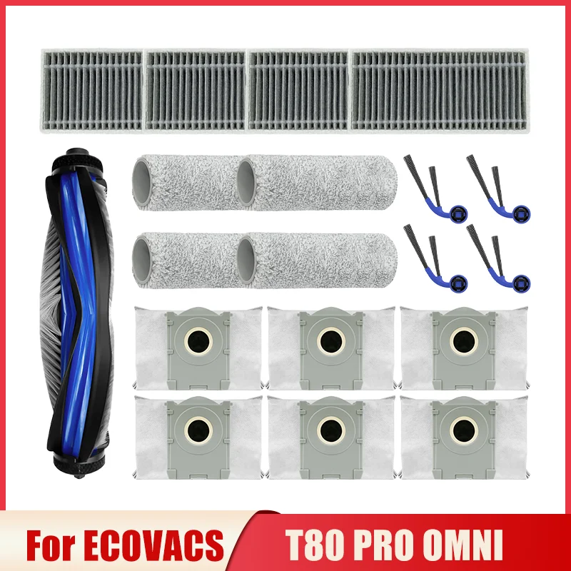 

Replace For ECOVACS T80 PRO OMNI Robot Vacuum Cleaner Spare Parts Main Side Brush Mop Cloth Filter Dust Bag Replacement Parts