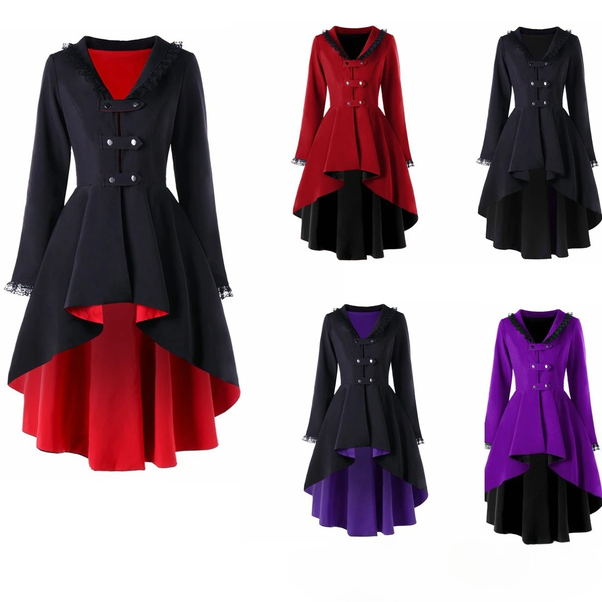 

2026 Spring Autumn Retro Long Trench Coat Irregular Hem Tailcoat British Style Multi-size Multi-color Outerwear