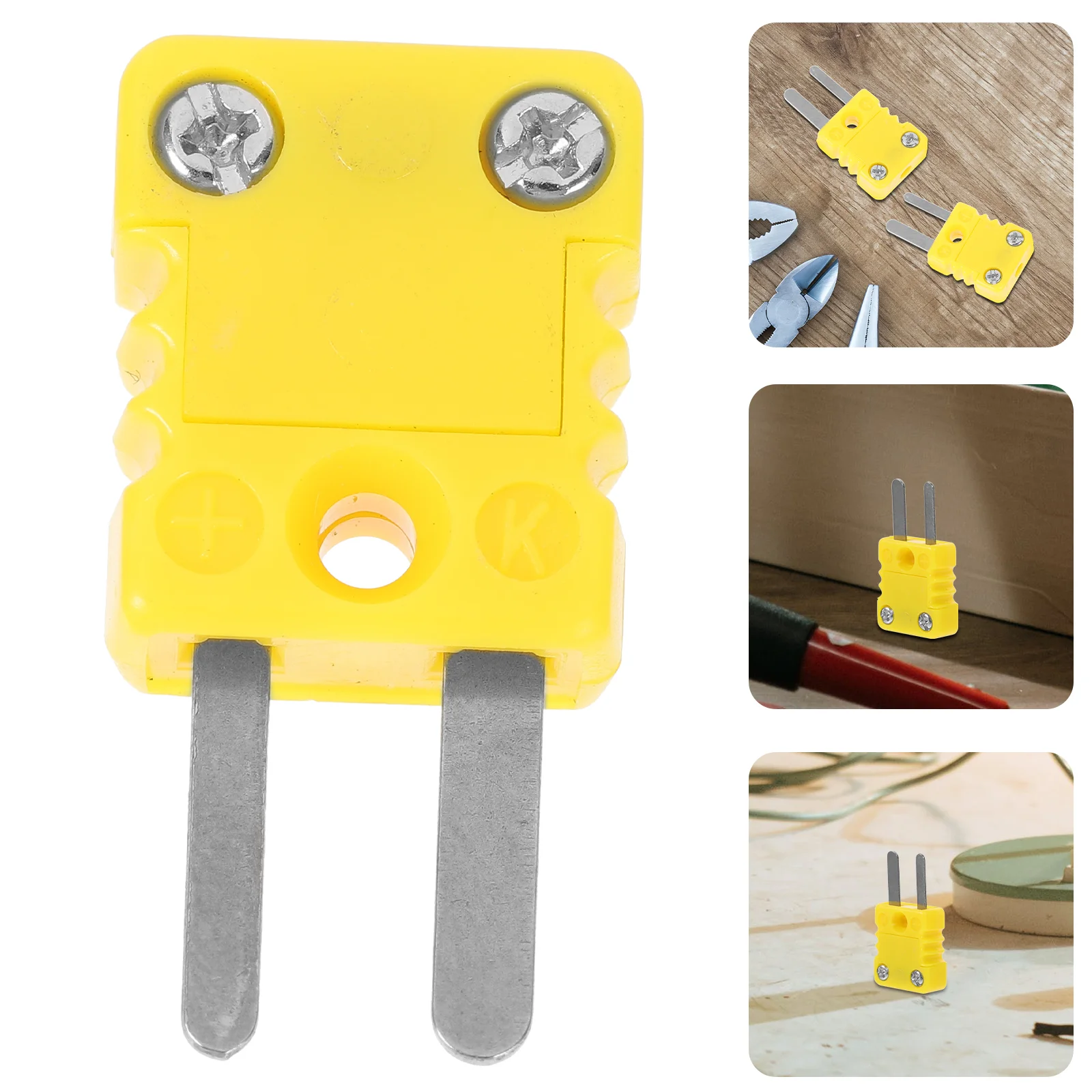 2 Pcs Adapter Thermocouple Plug Type-k Temperature Measurement Connector Yellow