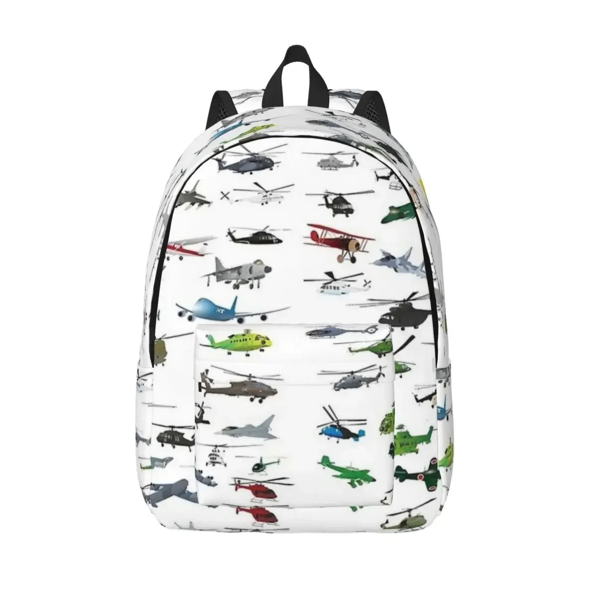 Colorful Airplanes And Helicopters Backpack Durable High School Fighter Plane Pilot Airplane Daypack Laptop Men Shoulder Bag