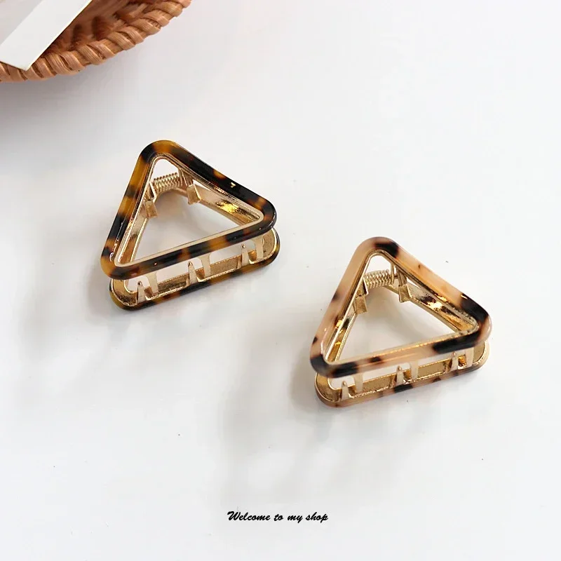 Chic Geometric Acetate Hair Claw Clamps Metal Hair Crab Women Girls Hair Clip Leopard Hairpin Hair Crab Accessories Triangle