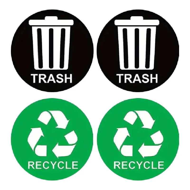 4Pcs/2sets PVC Recycle Sticker Trash Bin Vinyl Decals for Label Bins Containers Garbage Cans Label Sign Kitchen/office/outside