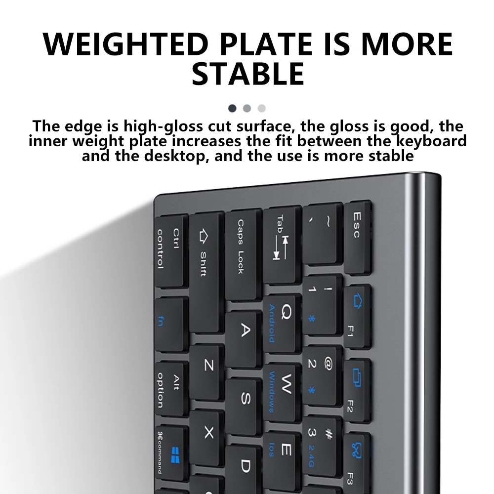 Tastiera Bluetooth Wireless combinazione di tastiera e Mouse Wireless a tre modalità silenziosi a grandezza naturale per Tablet PC Desktop portatile Notebook