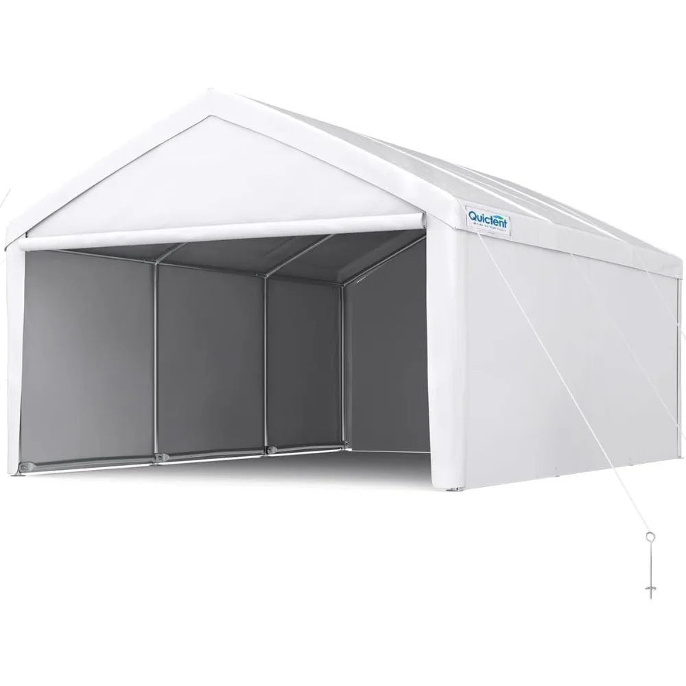 

13'X20' Heavy Duty Carport with Removable Sidewalls Reinforced Car Canopy Garage Outdoor Boat Shelter - White