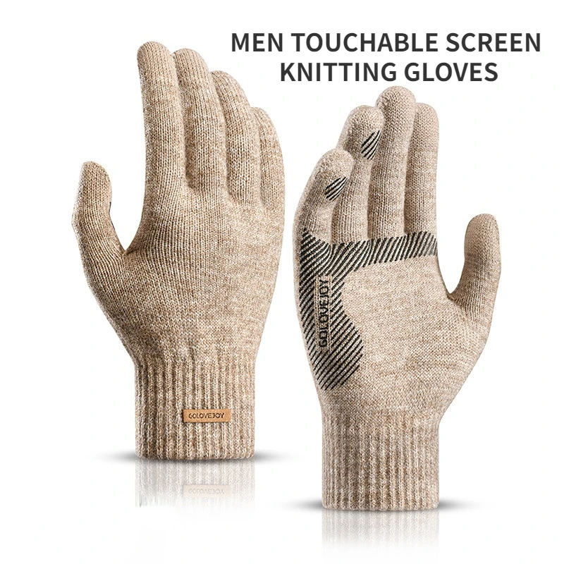 

Winter Leisure Men's Knitting Wool Gloves Cold Proof Anti Slip Touch Screen Gloves Thickened Warm Gloves Elasticity