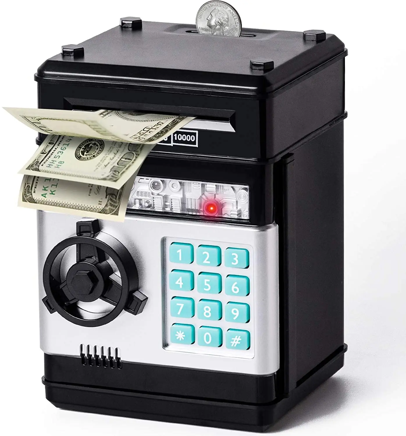 Electronic Piggy Bank ATM Password Money Box Cash Coins Saving Box ATM Bank Safe Box Automatic Deposit Banknote Christmas Gift