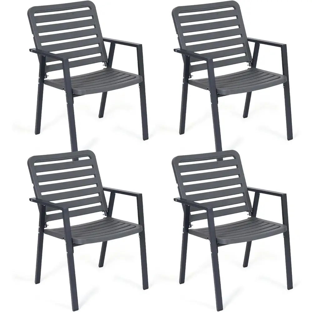 

All-Weather Outdoor Dining Chairs Set of 4, Durable PP Material with Metal Legs, Waterproof for Patio, Garden, Restaurant Use (G