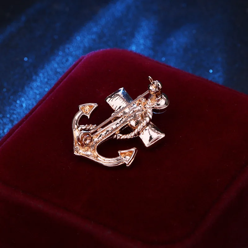 Mode Ruder Anker Broschen Revers Pin Kristall Strass männer Anzug Hemd Kragen Pins Luxulry Schmuck Abzeichen Zubehör – Detail 5