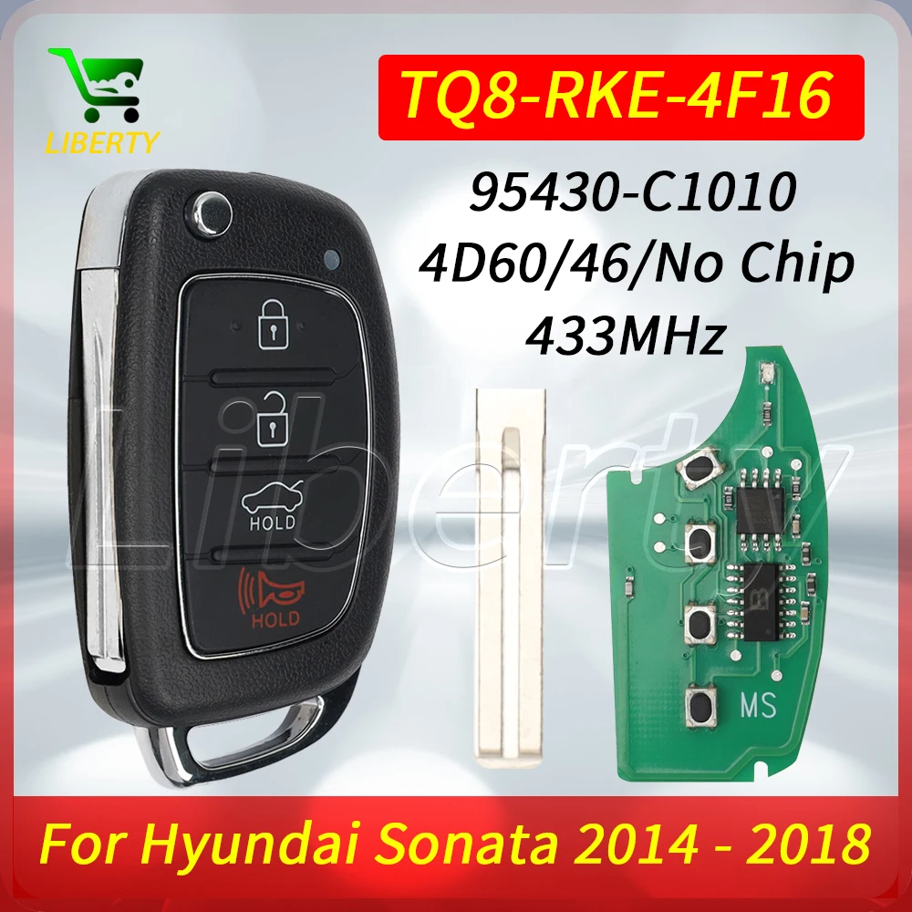 

Liberty TQ8-RKE-4F16 P/N 95430-C1010 433 МГц 4D60/46/без чипа, складной пульт дистанционного управления, автомобильный брелок для Hyundai Sonata 2014-2018