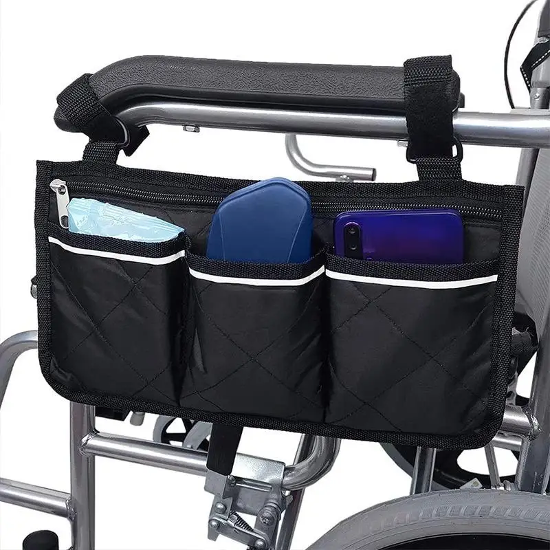 Multifunctional Wheelchair Side Armrest Bag Reflective Strip Portable  Polyester Household Hanging Storage Bag