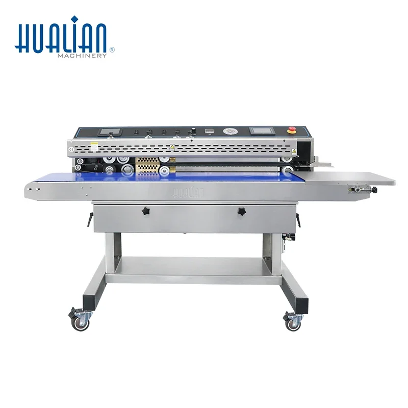 FRP-1120WH HUALIAN Integrated Air Sucking And G`as Flushing Vacuum And Sealing Continuous Band Sealer For Potato Chinps