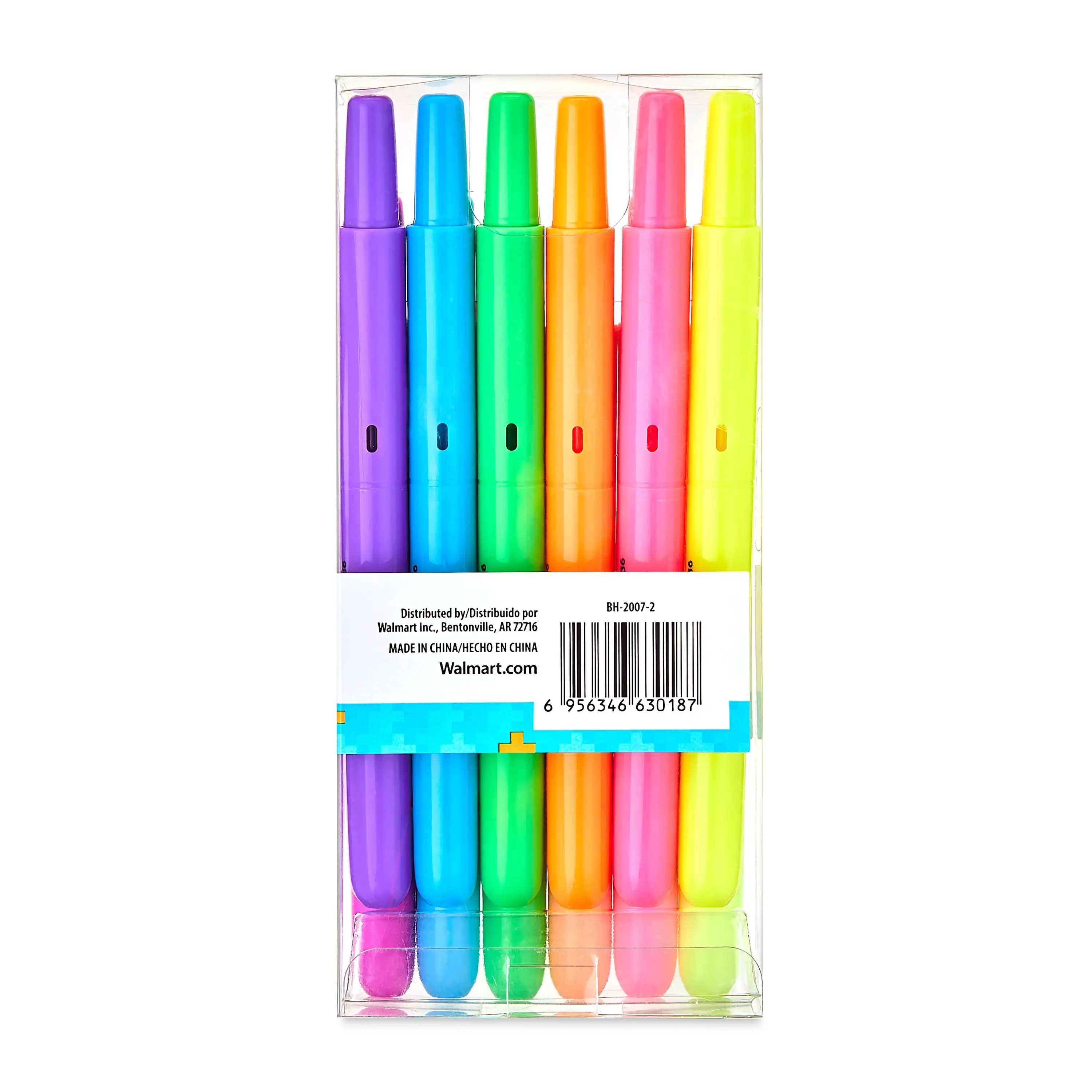 Retractable Highlighters, Chisel Tip, Assorted Colors,  Assorted, Refillable, Slim, Multi Colored Ink. 12 Count