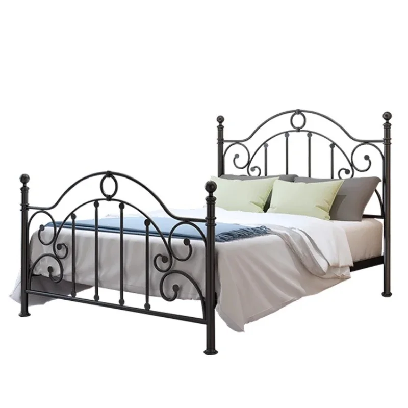 Old craftsman wrought iron modern simple double shelf bed Nordic princess single iron bed household small apartment