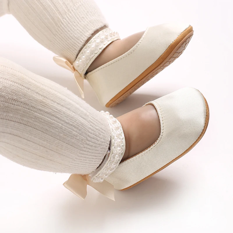 Mary Jane Flats für Kleinkinder, Mädchen, mit Schleife, rutschfeste, weiche Sohle, Prinzessinnen-Laufschuhe für Kleinkinder, Sneaker, Hochzeitskleid, Tanzschuhe – Detail 3