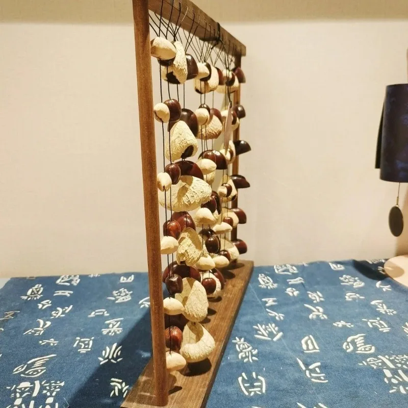 Desktop Fruit Shell Row Bells Handmade Meditation Countertop Wind Chimes Sound Healing Wind Bell Spiritual Relaxation Bell