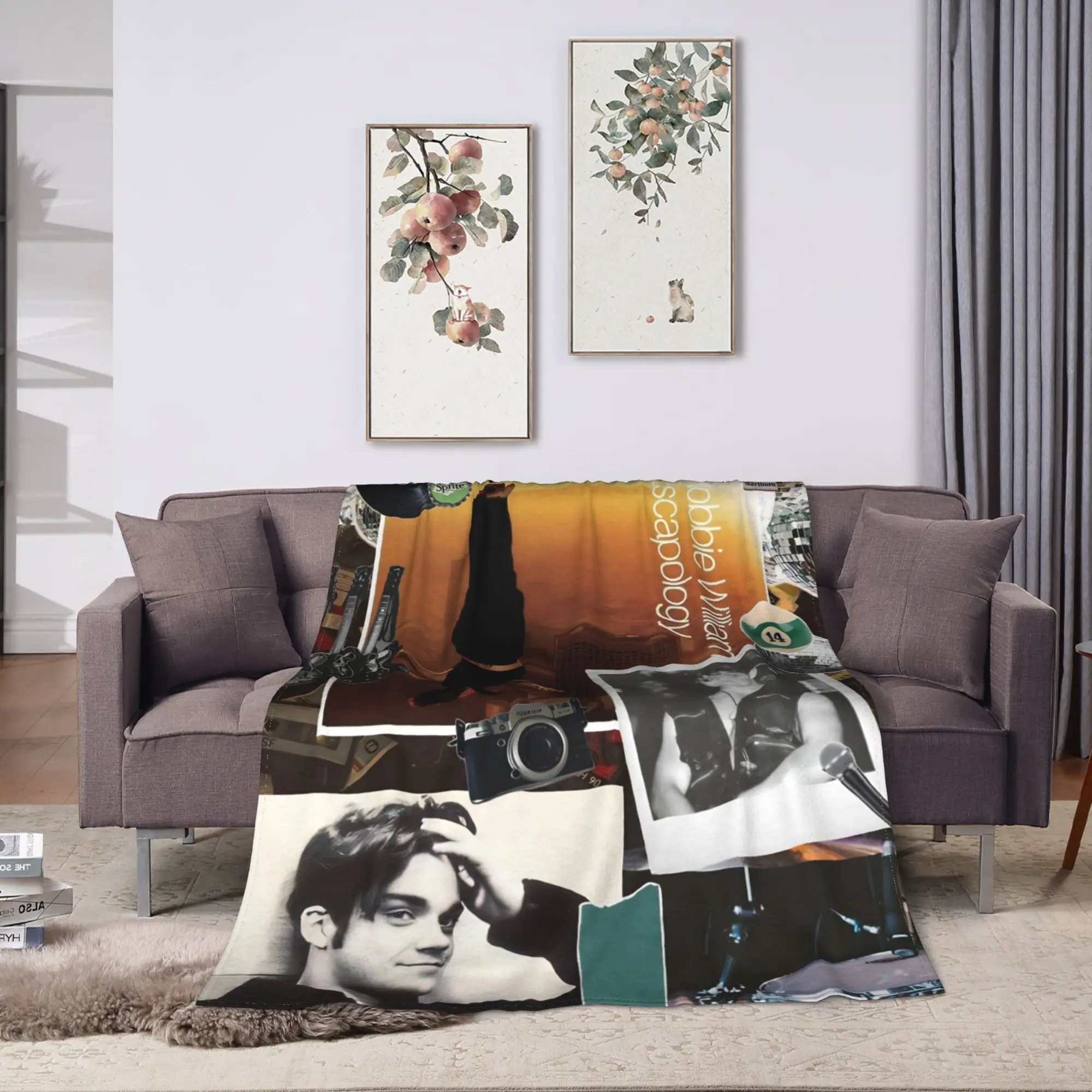 Robbie Williams Tour Warm Blanket  Travel Plush Throw Blanket Novelty Bedroom Flannel Bedspread Sofa Bed Cover
