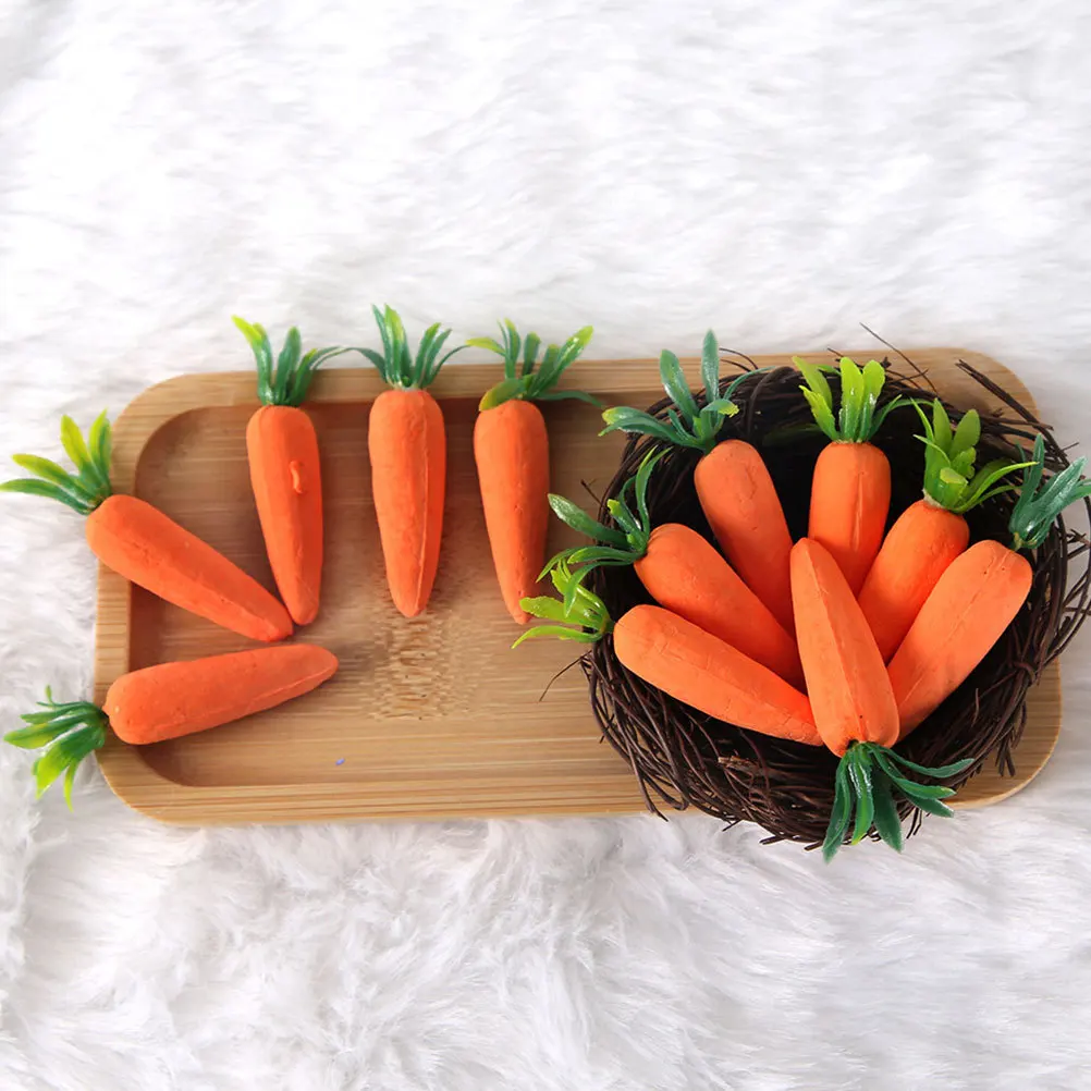 

12Pcs Artificial Carrots Realistic Simulation Carrot Decorations Easter Party Supplies DIY Craft Ornaments Fake Vegetable Props
