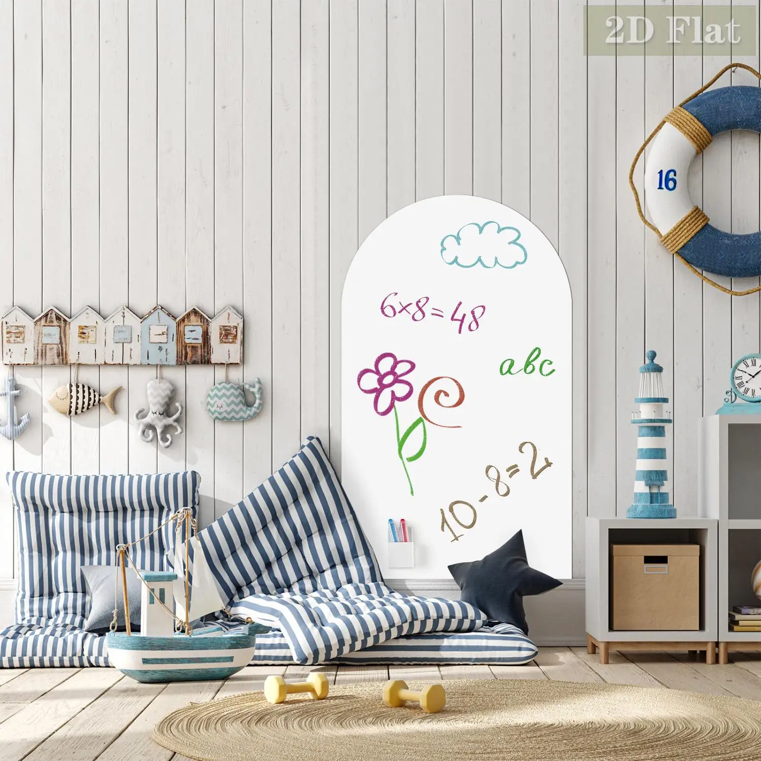 1 stuks wit gebogen decoratieve magnetische whiteboard muursticker zelfklevend, herbruikbare graffiti, eenvoudig halfrond patroon