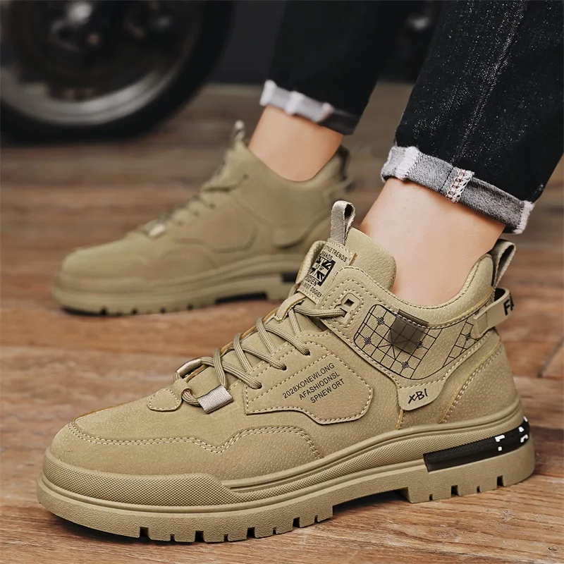 2024 New winter fleece high-top men's boots Comfortable work shoes warm waterproof boots leisure non-slip cotton shoes