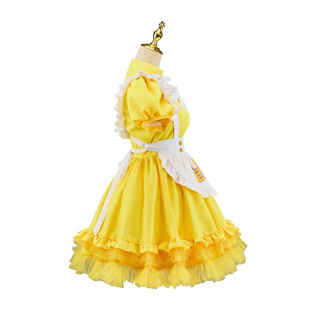Game FNAF Chica Cosplay Lolita Costume Woman's Yellow Dress with Apron Halloween Party Outfit