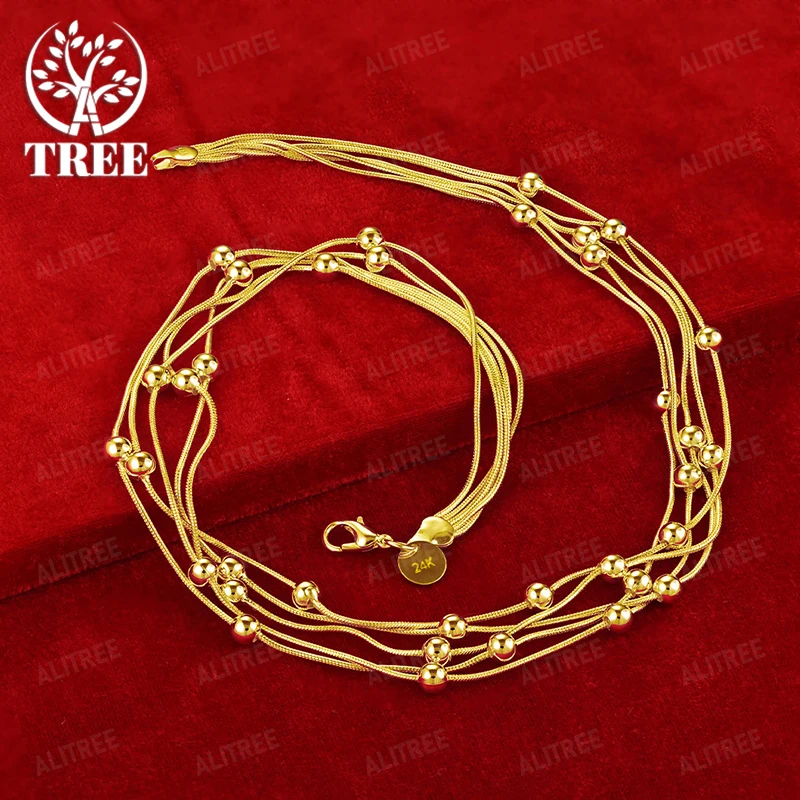 

Модное ожерелье из гладких бусин из 18-каратного золота, цепочка в виде змеи для женщин, помолвка, вечеринка, высокое качество, трендовые простые ювелирные изделия, подарочные аксессуары