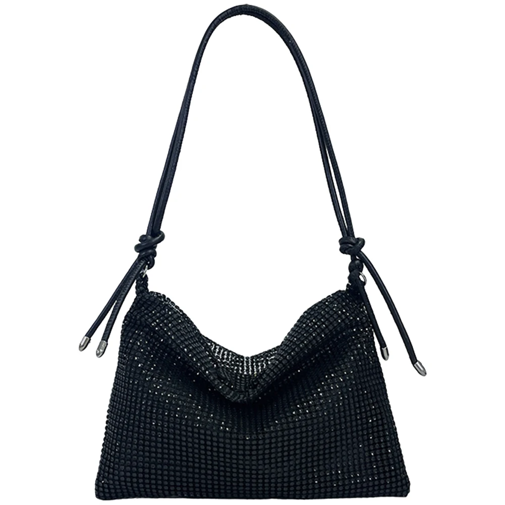

Women Shiny Tote Bag Chic Rhinestones Handbag Elegant Fashion Tote Handbag Zipper Versatile Strap Adjustable Formal Dressy Purse