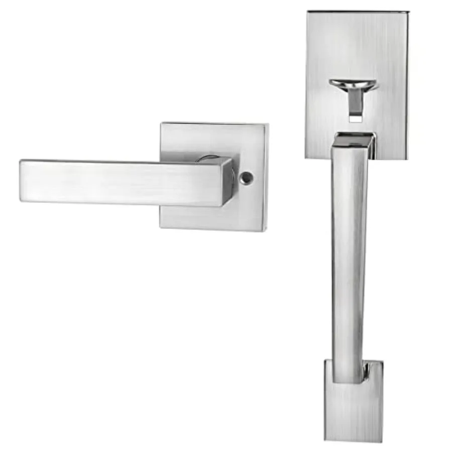 

Silver Set, Entry with for Right and Left Handed s, Single Cylinder Exterior Door Handle Set with Lower Half Lever