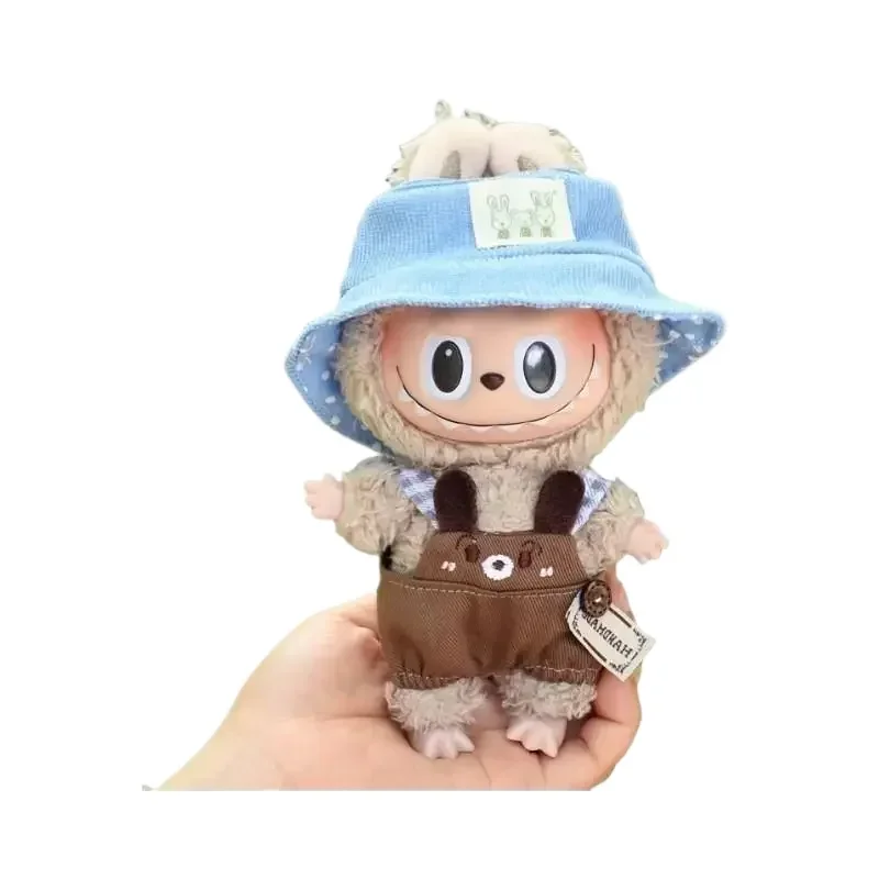 Mini Doll's Clothes No Doll Brown Bear Overalls Kindergarten Clothes Set Outfit for Labubu 17cm Dolls Clothes Dolls Accessories