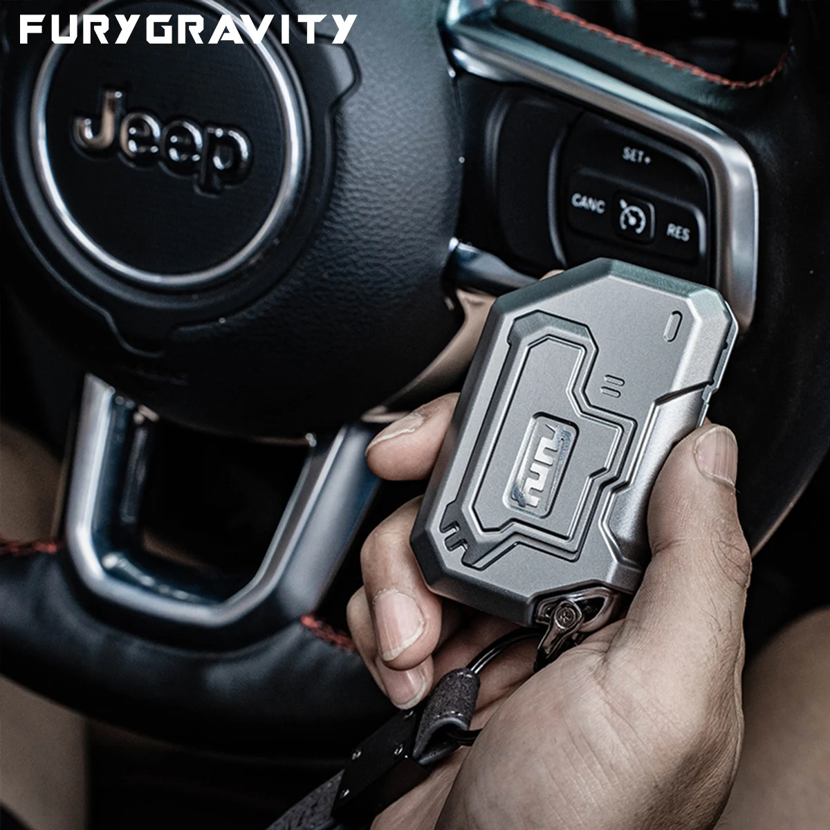 FURYGRAVITY Guscio chiave "Wake Up" in lega di alluminio-magnesio CNC - Per Jeep JL/JT Rubicon/Sahara/Gladiator