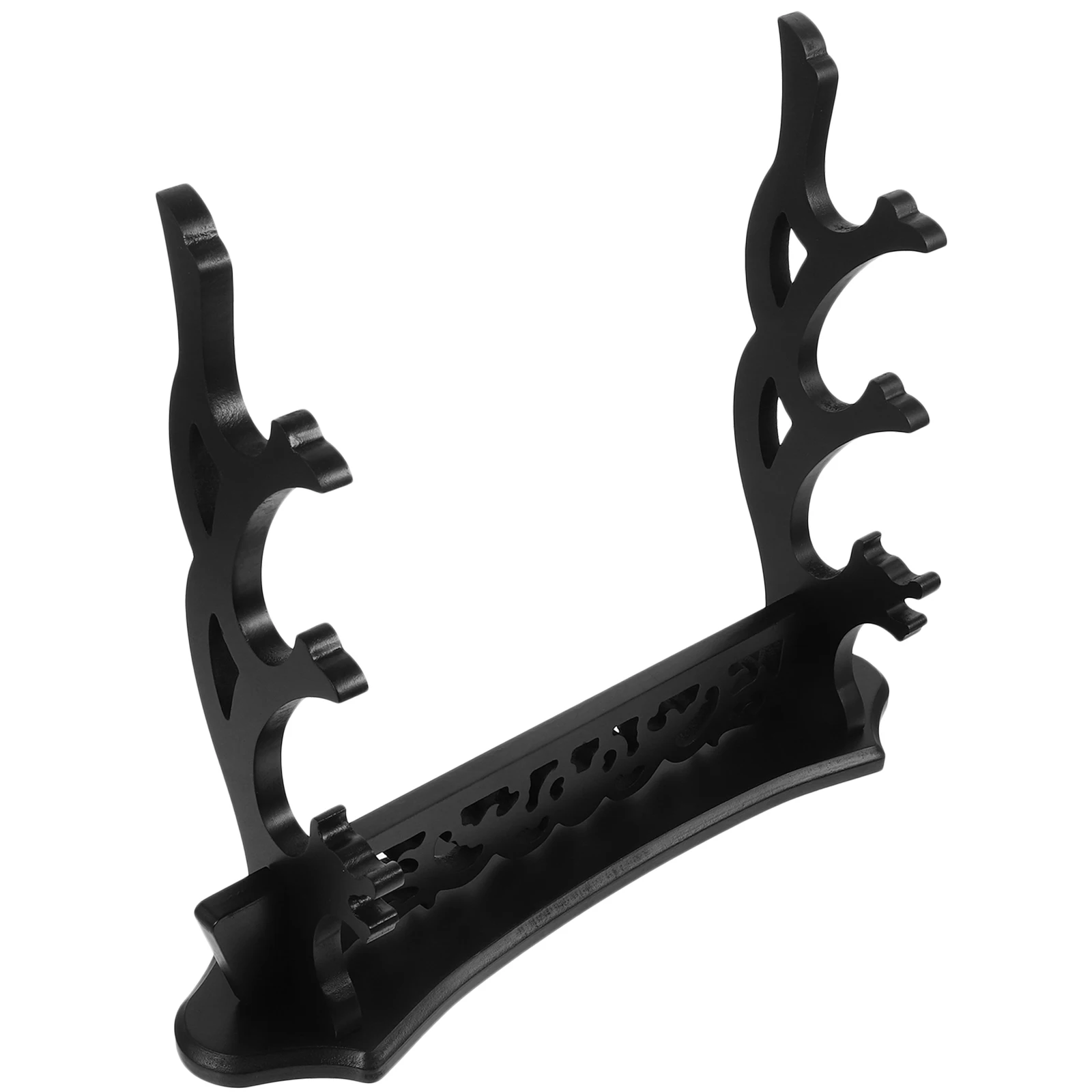 

Dragon-shaped 3-tier Sword Rack Black Wood Stand for Home Decor Desktop Display Storage Bracket Wooden Equipment Holder