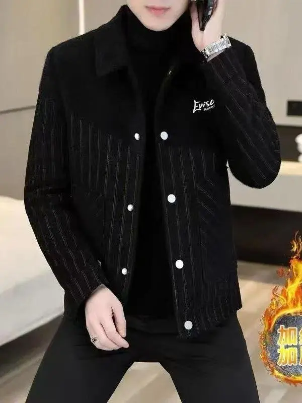 

Men's Fce Lined Thiened Casual Slim Fit Cotton Jaet Warm Winter Outerwear Breathable Stand Fit Busin Sle