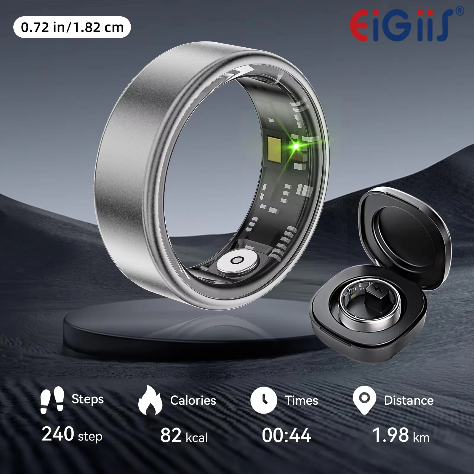 EIGIIS 2024 جديد SR06 حلقة ذكية للرجال والنساء معدل ضربات القلب الصحي ومراقبة نسبة الأكسجين في الدم IP68 و5ATM مقاوم للماء وضع متعدد الرياضات