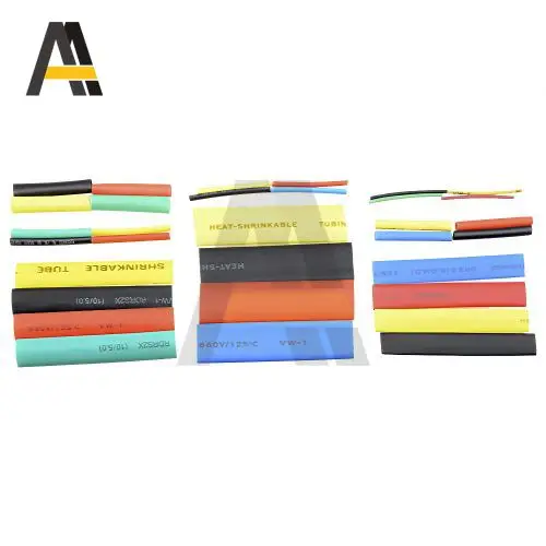 328PCS 크기 5 색 여러 가지 빛깔의 폴리올레핀 2:1 할로겐 프리 열 수축 튜브 조합 슬리브 포장 튜브 샘플 팩