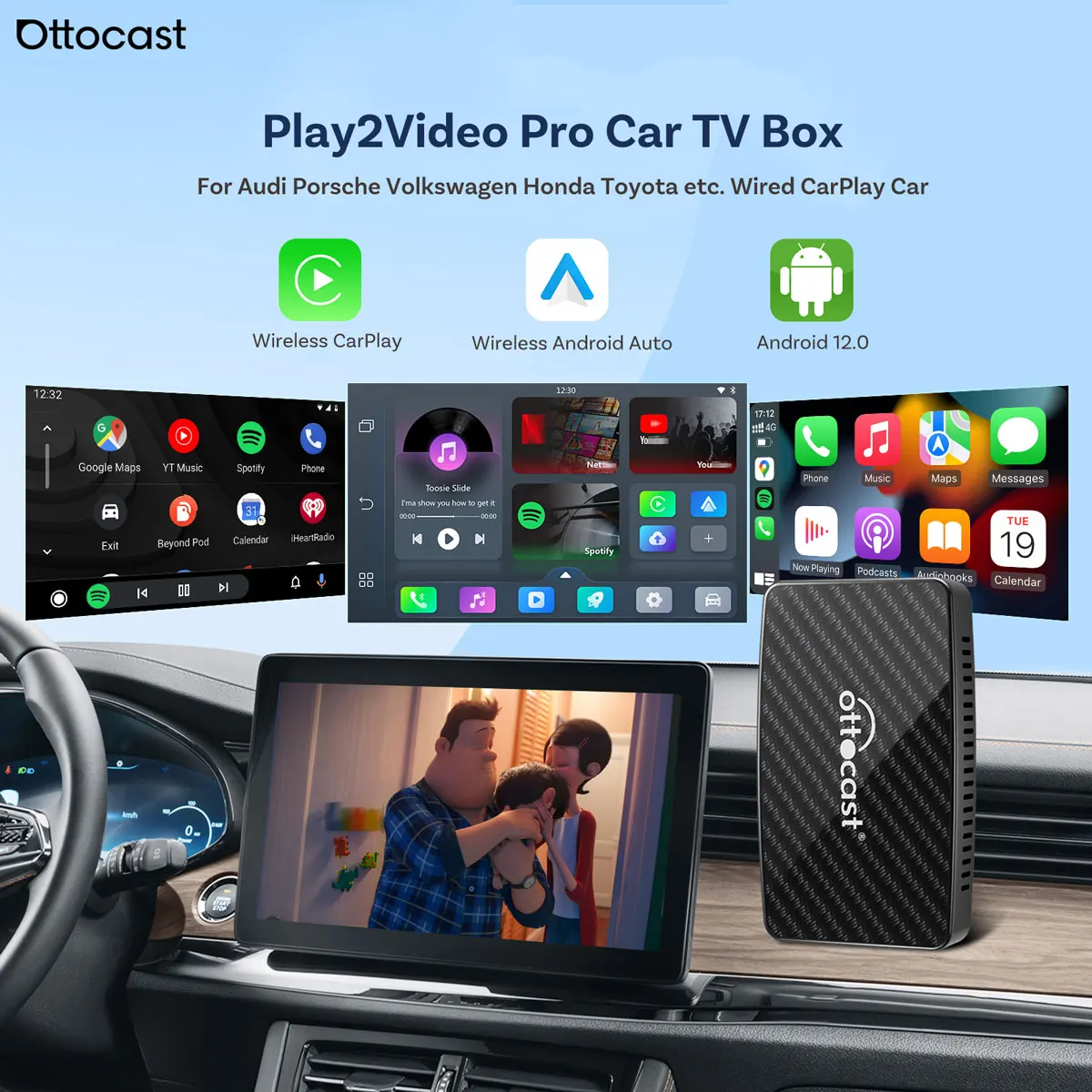 

Play2Video Pro Car TV Box Bluetooth Wifi Wireless CarPlay Android Auto Adapter For Mercedes Benz Porsche Wired CarPlay Car New