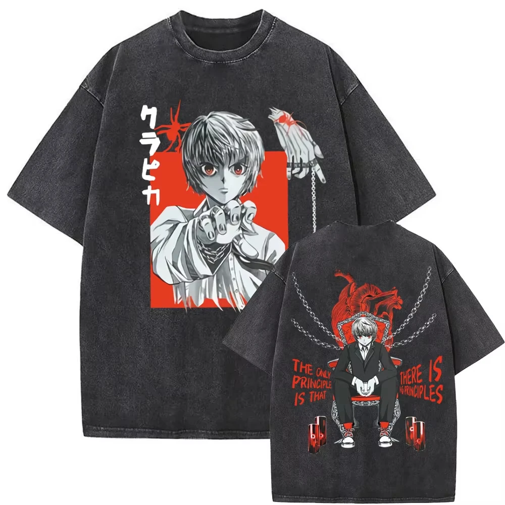 Hunter X Hunter Illumi Zoldyck Anime Graphic T-Shirt Washed Vintage Men Women Manga High Quality Oversized Short Sleeve Tee Top