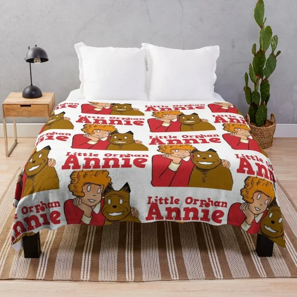 

Little Orphan Annie Throw Blanket Furry Picnic Decorative Throw Cute Plaid Blankets