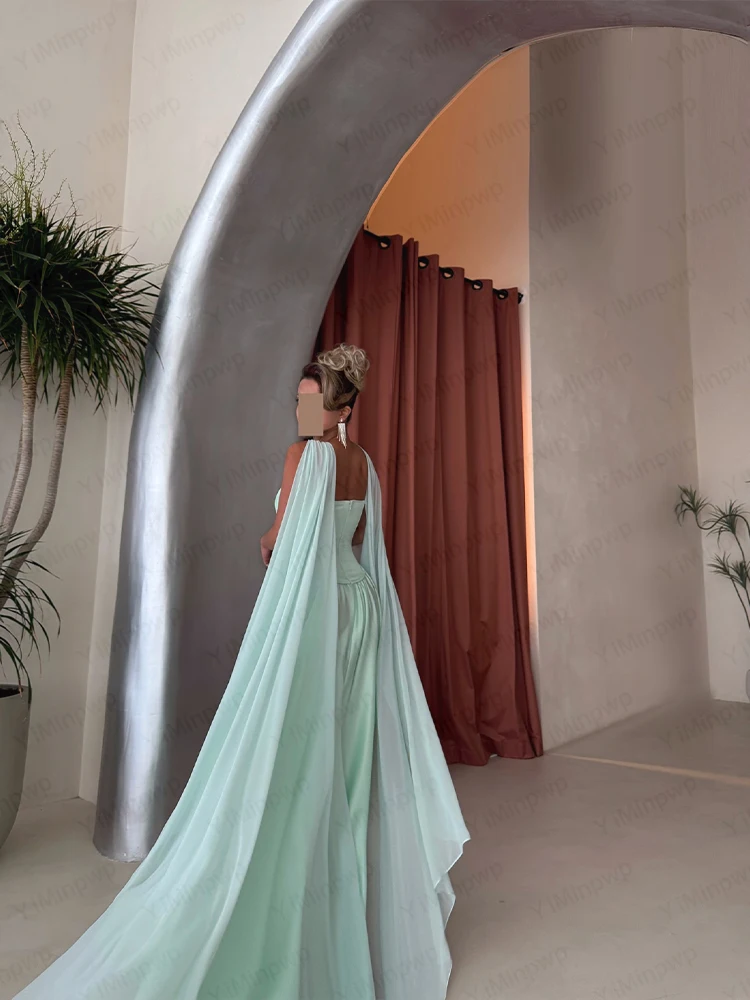 Vestidos de noite elegantes, capa sem mangas, linha, vestido de baile islâmico, verde, casamento, convidado, vestido de festa personalizado
