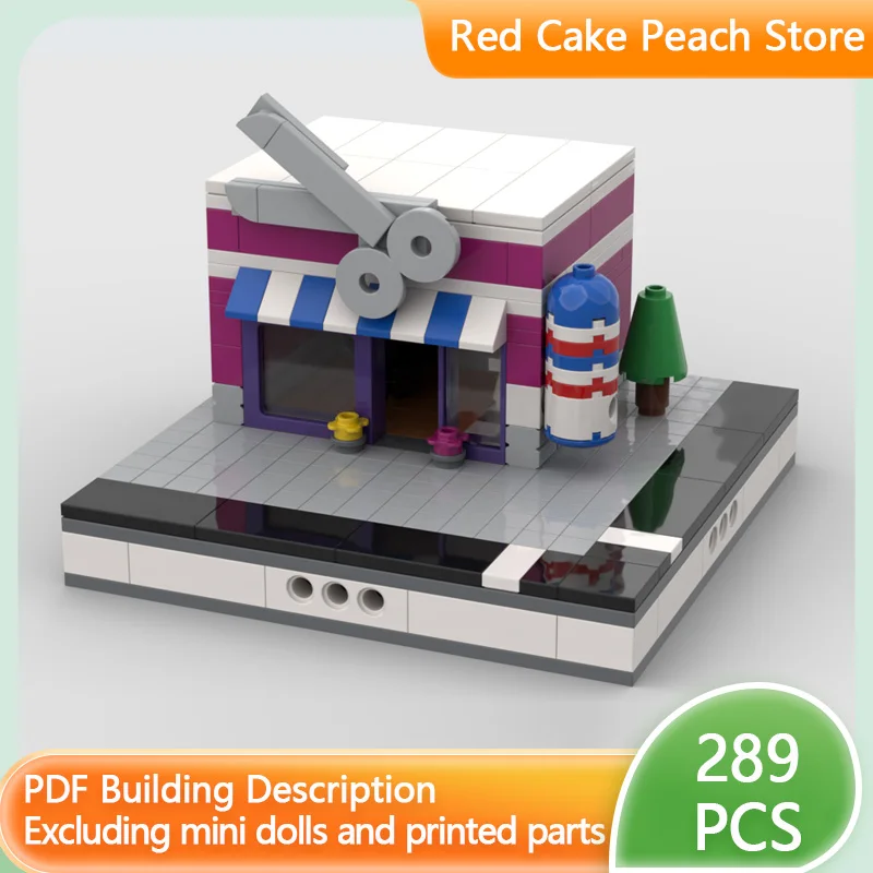 

City Street View Model MOC Building Bricks Mini City Barbershop Modular Technology Children Holiday Gifts Assemble Toys Suit