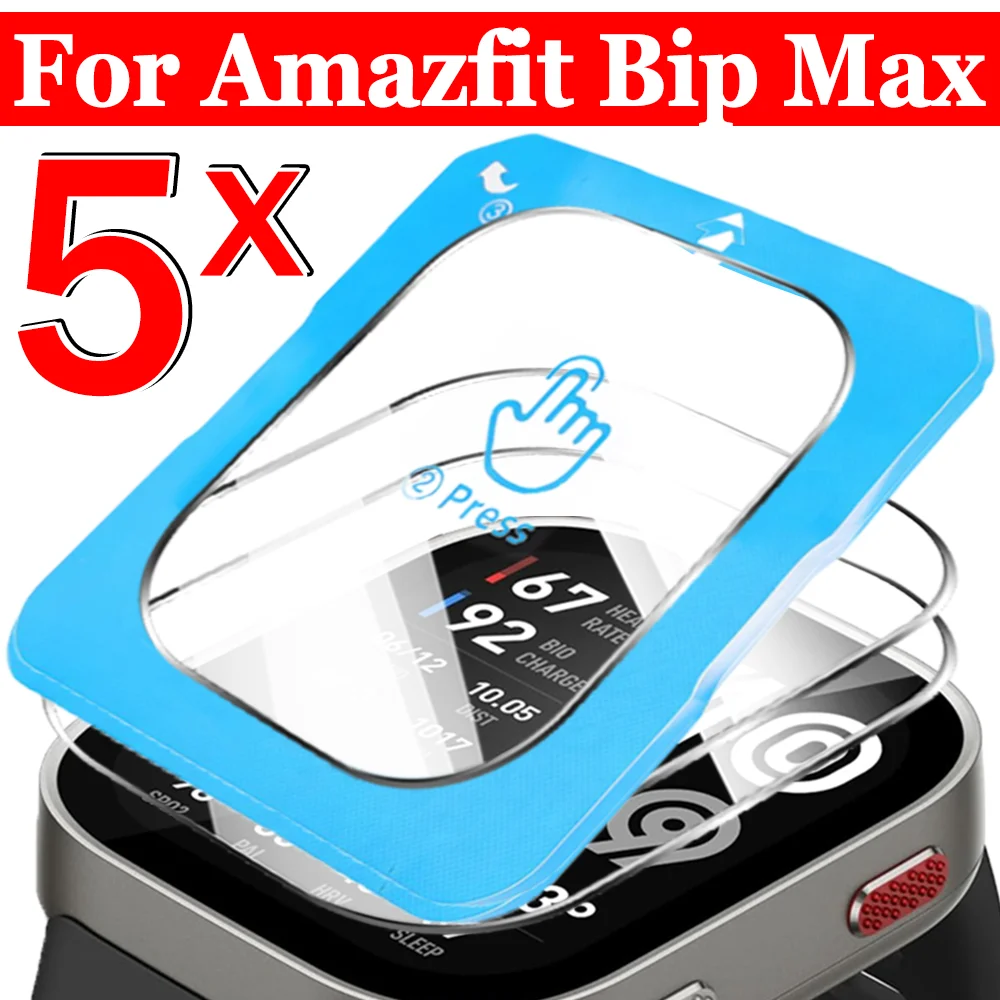 

1-5pcs HD Tempered Glass for Amazfit BIP MAX Screen Protectors with Auto-alignment Install Kit 9h Anti-scratch Protective Film