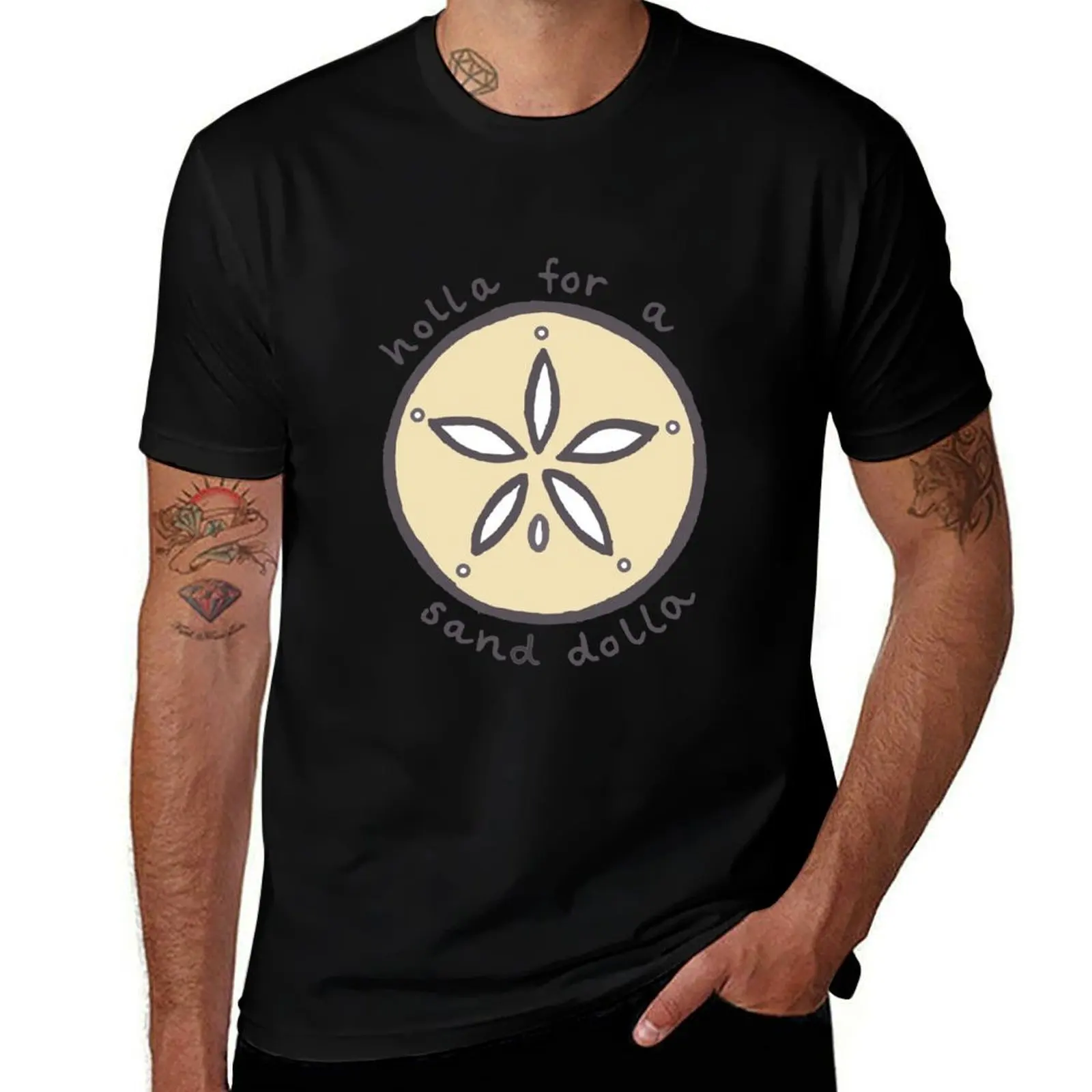 holla for a sand dolla T-Shirt Soft Casual Short Sleeve Cotton Tee T-Shirt