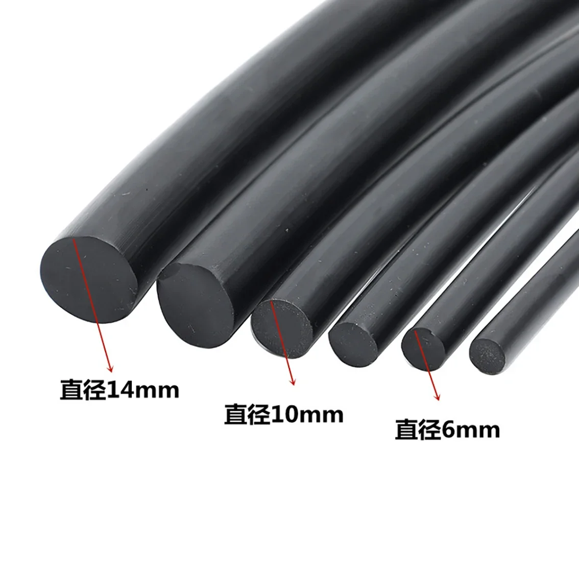 1~5Meters Dia 0.7mm-14mm Black Silicone Round Strip Solid Silicone Rubber Strip High Temperature Resistant Soft Sealing Strip