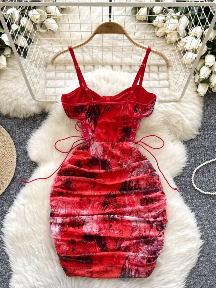 mini plus size dresses FLORAL PRINT BODYCON PLUS SIZE MINI DRESS-D4440X main image 0