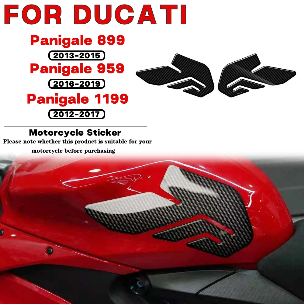 

For DUCATI Panigale 899 959 1199 1299 V2 2012-2022 Motorcycle Side Fuel Tank Pad Knee Decal Protection Sticker 3D Carbon