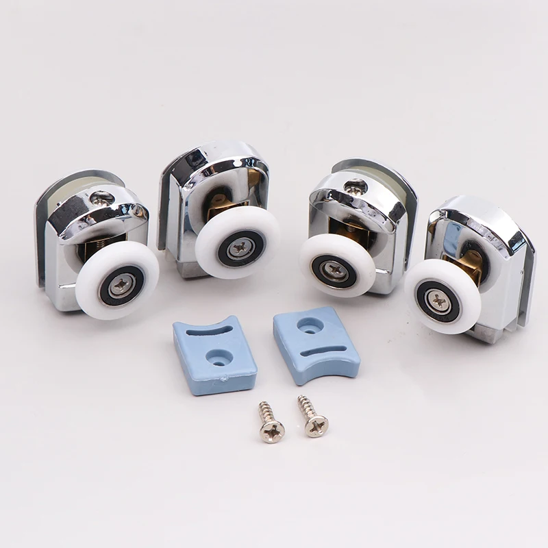 2Pcs 23/25mm Shower Door Top Rollers Zinc Alloy Double-Wheel Sliding Shower Door Roller Bearing Wheel Runners Replacement