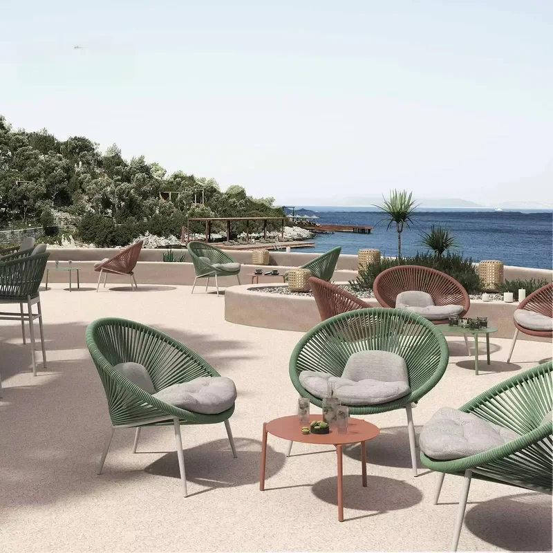 High Quality Outdoor Garden Furniture Rope Patio Set Balcony Furniture Outside Lounge Chair With Cushion