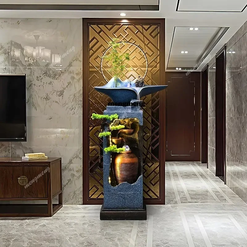 A4567 New Chinese Style Rockery Flowing Fountain Floor To Ceiling Circular Landscape Living Room Decoration and Ornaments