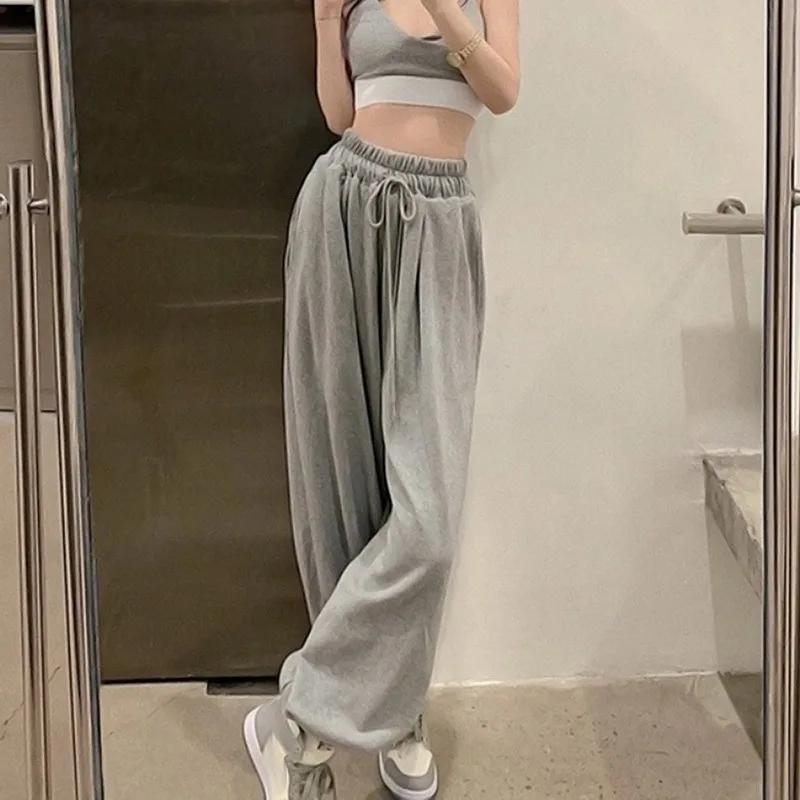 Gray Sweatpants For Women 2024 Spring Summer New Baggy Fashion Oversize Sports Pants Balck Trousers Female Joggers Streetwear