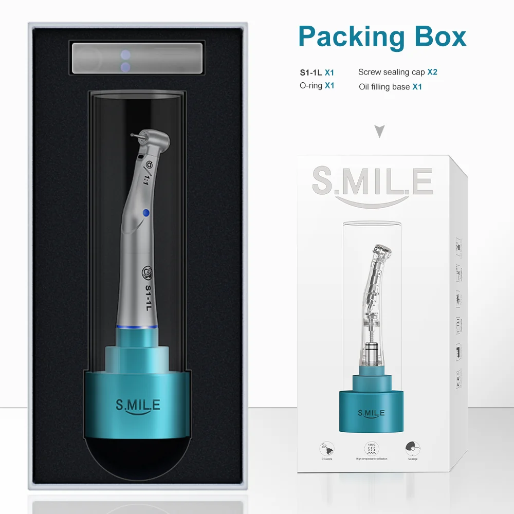 S1-1L AI DENTAL Smile Series Low Speed Handpiece/Set Upgrade 1:1 Quattro Water Spray z włóknem światłowodowym Blue Ring Contra Angle New